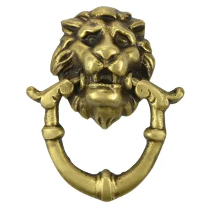 2 4/5 Inch Solid Brass Baroque / Rococo Lion Drop Pull (Antique Brass Finish)