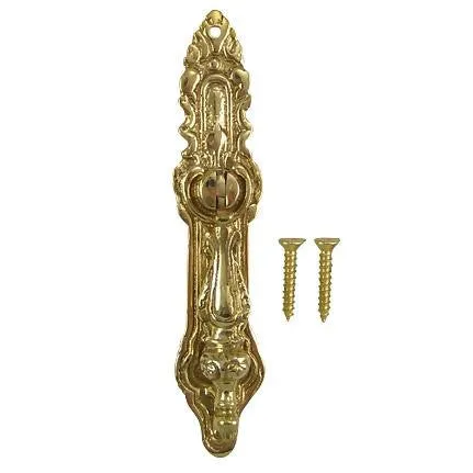 4 Inch Solid Brass Baroque / Rococo Drop Pull (Polished Brass Finish)