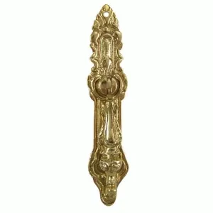 4 Inch Solid Brass Baroque / Rococo Drop Pull (Polished Brass Finish)