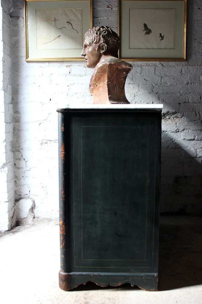 A Decorative North German Provincial Painted & White Marble Topped Commode c.1860