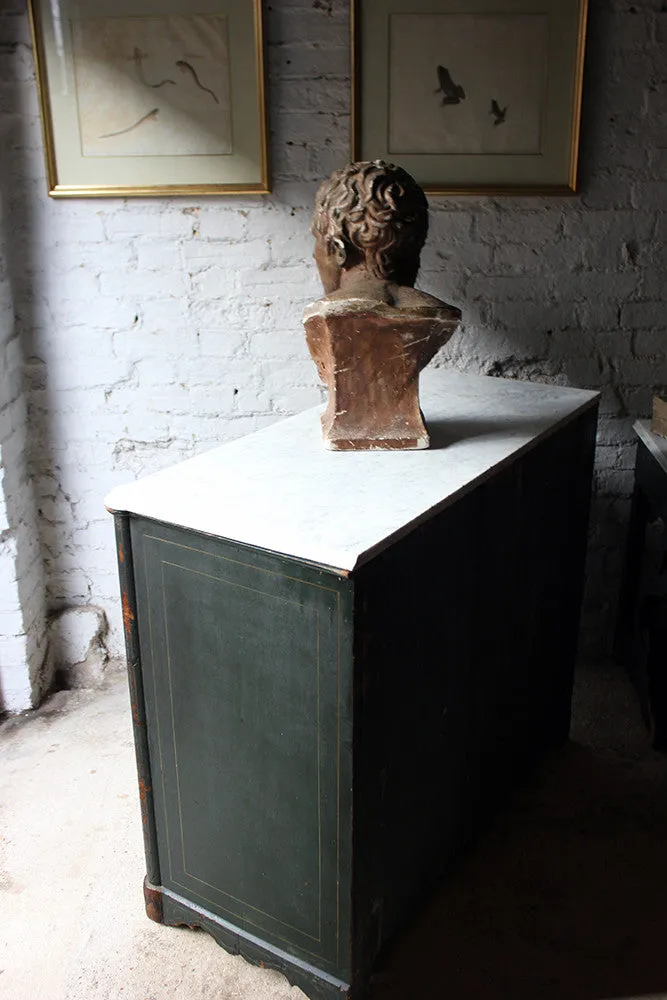 A Decorative North German Provincial Painted & White Marble Topped Commode c.1860