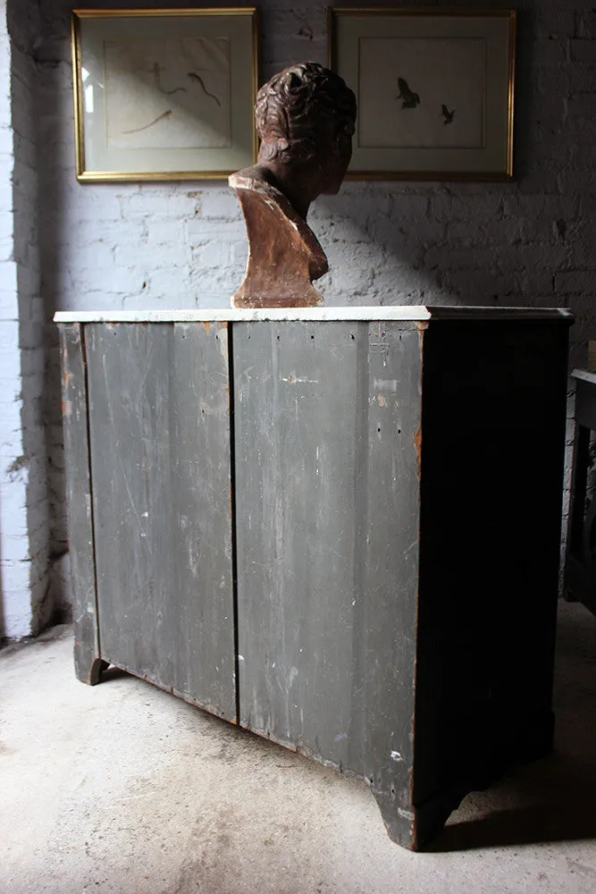 A Decorative North German Provincial Painted & White Marble Topped Commode c.1860