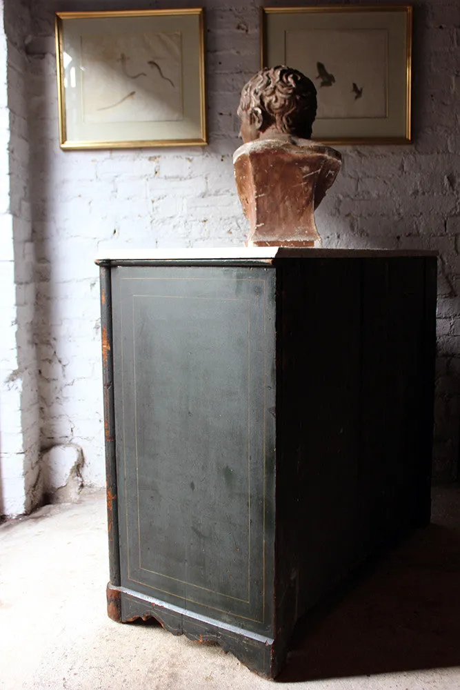 A Decorative North German Provincial Painted & White Marble Topped Commode c.1860