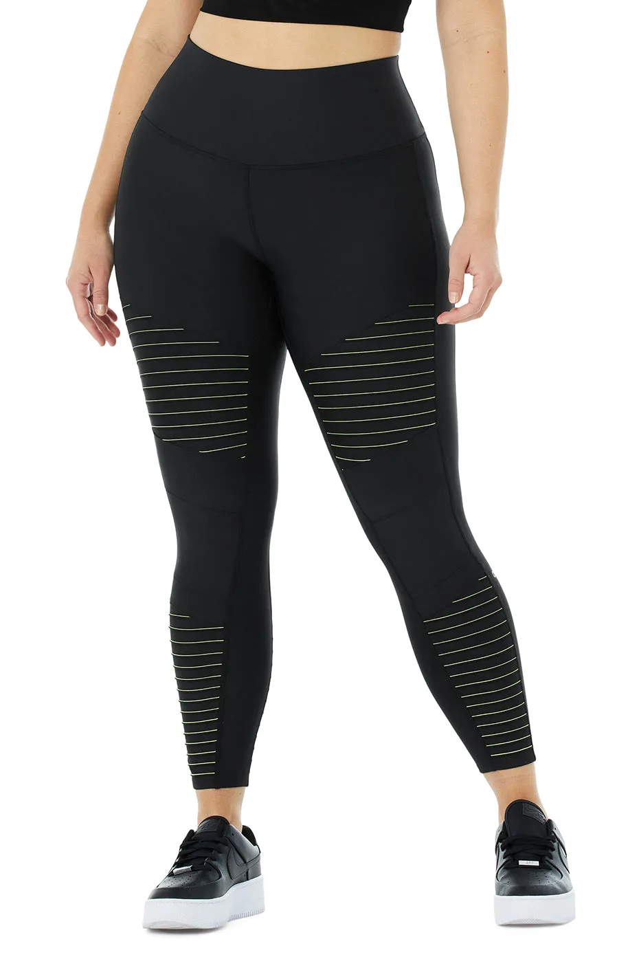 Airlift High-Waist 7/8 Moto Legging - Black/Highlighter