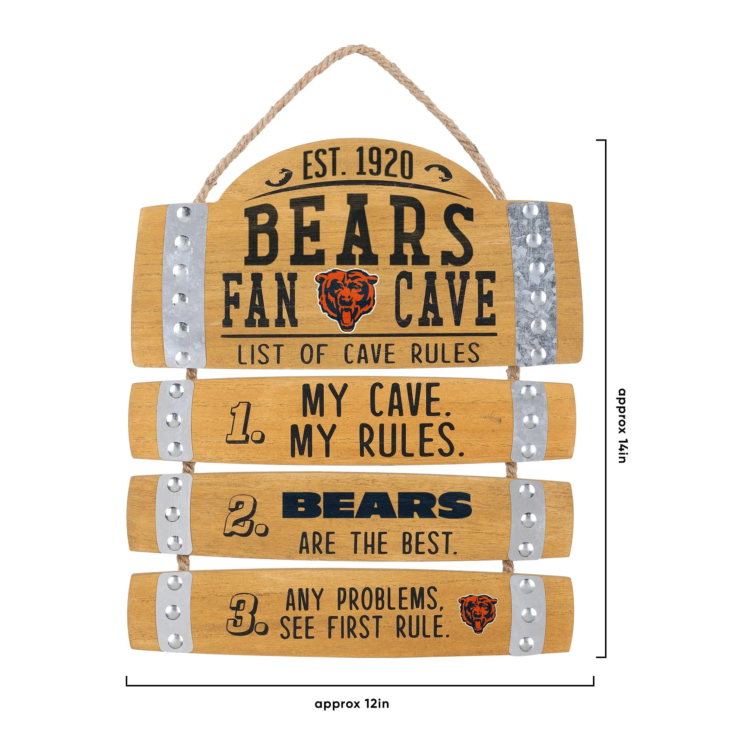 Chicago Bears NFL Barrel Slat Mancave Sign