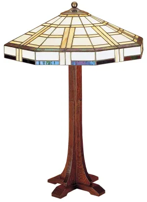 Cross Base Table Lamp with Art Glass Shade