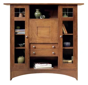 Ellis Fall-Front Bookcase with Glass Doors