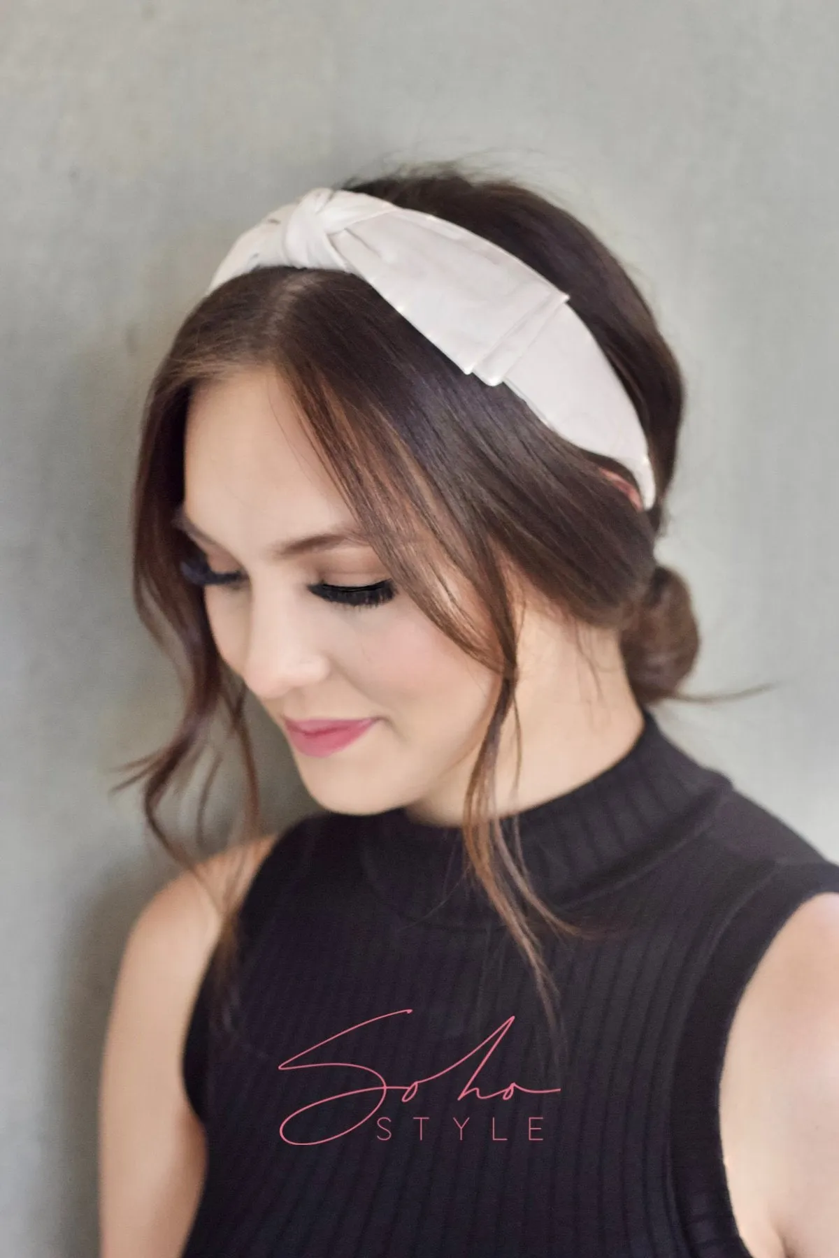 Faux Leather Ribbon Bow Headband