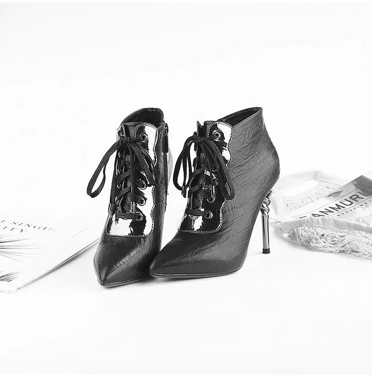 Funki Buys | Boots | Women's High Heeled Lace-up Ankle Boots