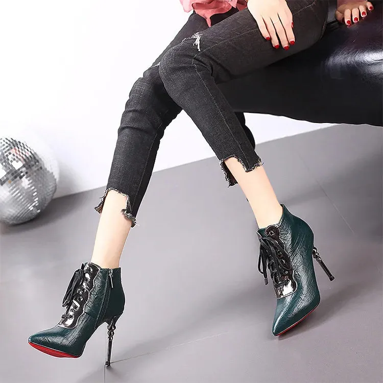 Funki Buys | Boots | Women's High Heeled Lace-up Ankle Boots