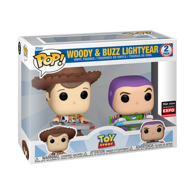 Funko Pop! Disney: Toy Story - Woody & Buzz Lightyear 2-Pack 2024 Limited Edition Entertainment Expo Shared Exclusive