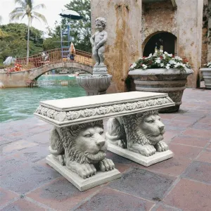 Garden Grand Lion Square Sculptural Garden Bench