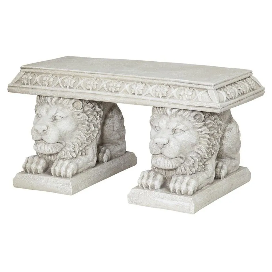 Garden Grand Lion Square Sculptural Garden Bench