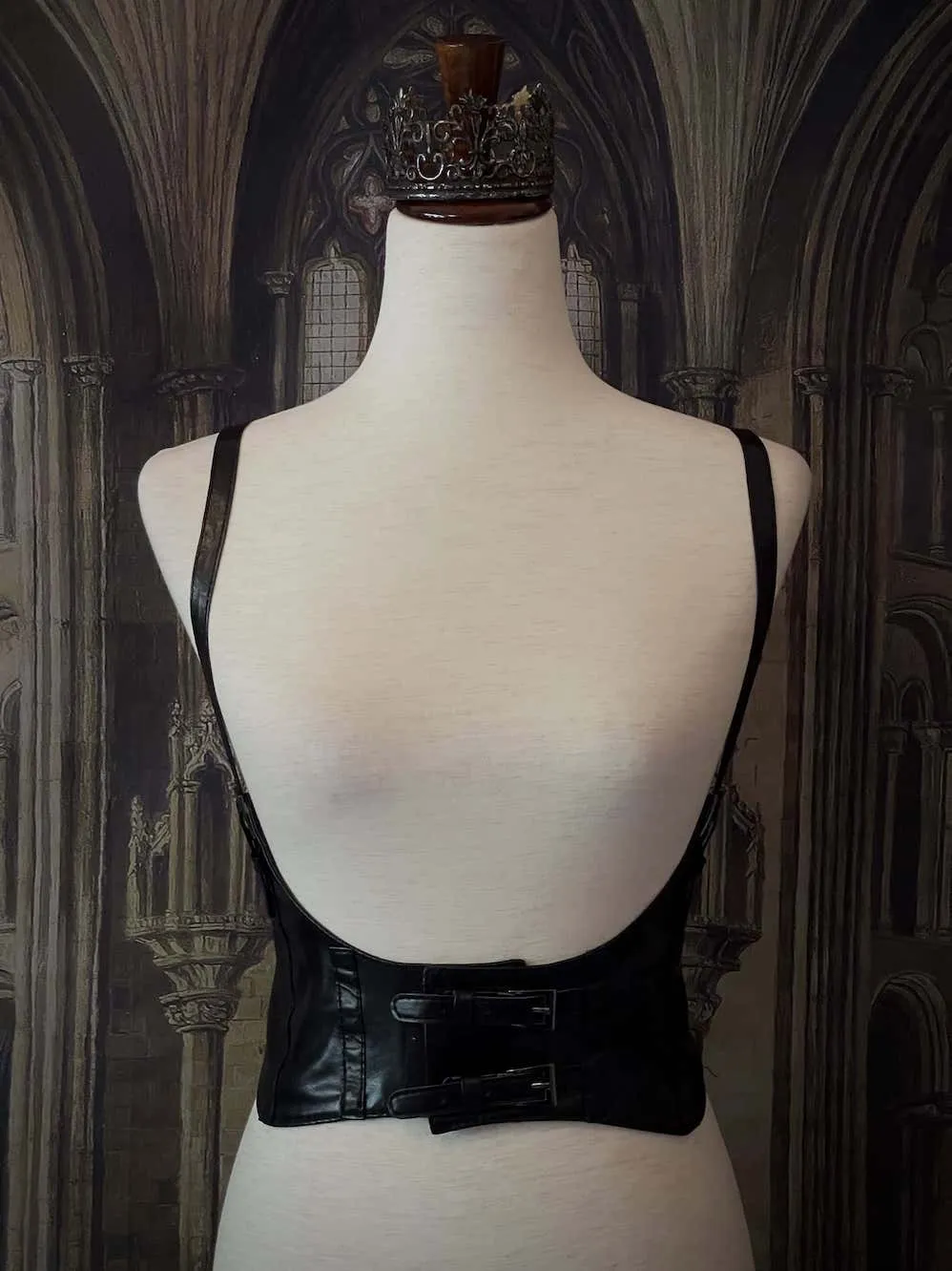 Historical Fantasy Faux Leather Under-bust Harness in Black - Size S-L