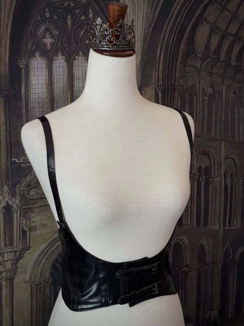 Historical Fantasy Faux Leather Under-bust Harness in Black - Size S-L