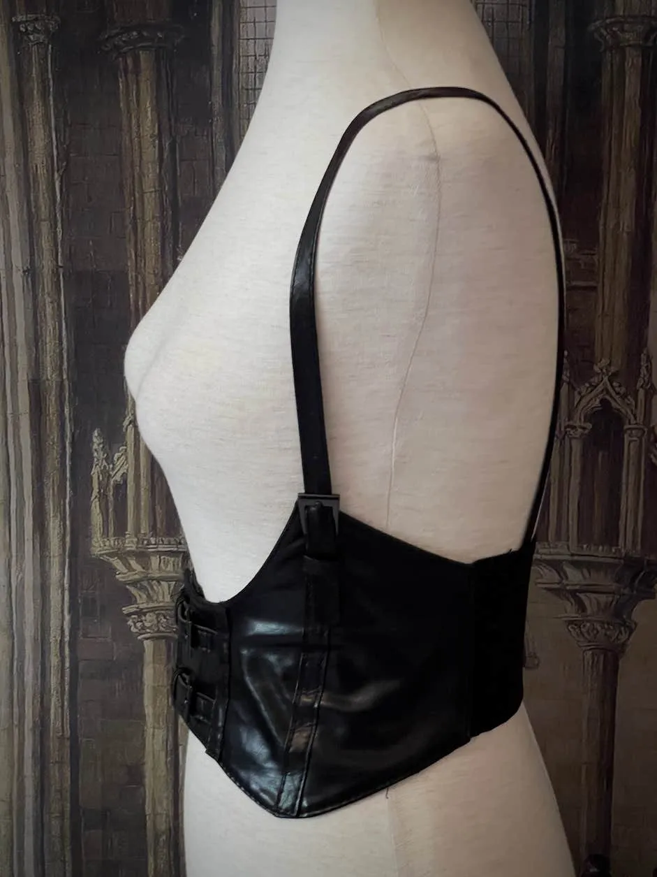 Historical Fantasy Faux Leather Under-bust Harness in Black - Size S-L