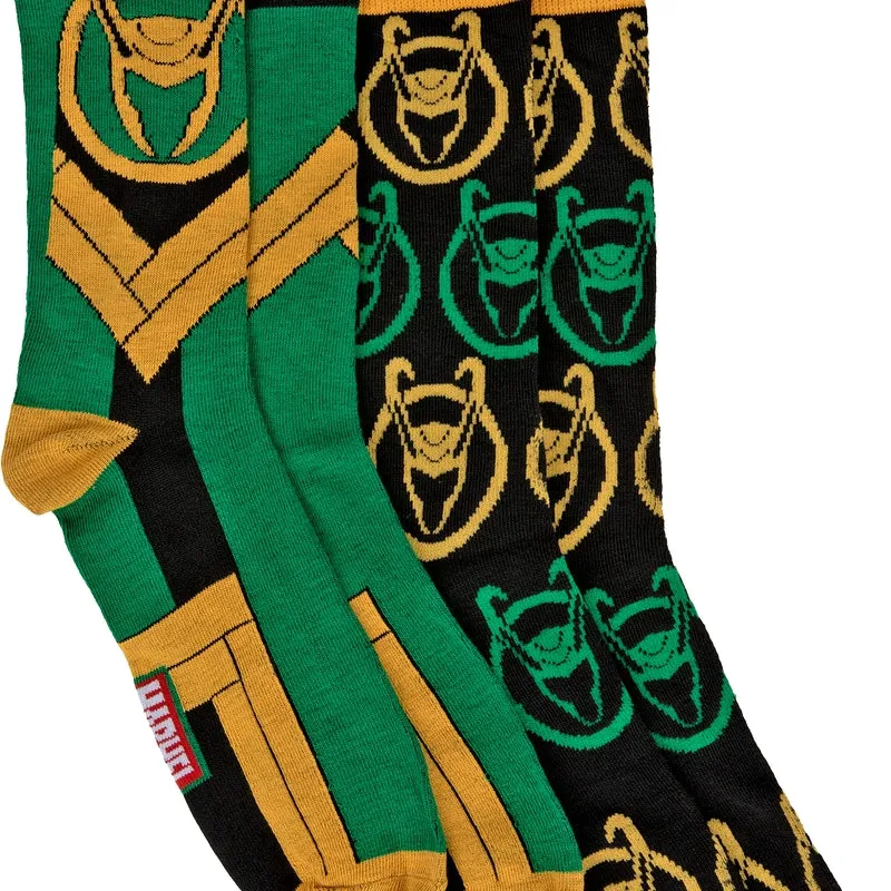 Loki Helmet Logo 2-Pack Marvel Comics Socks