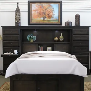 Mission Mid Wall with Panel Headboard and Side Piers with 6 Drawers (Bed Sold Separate)