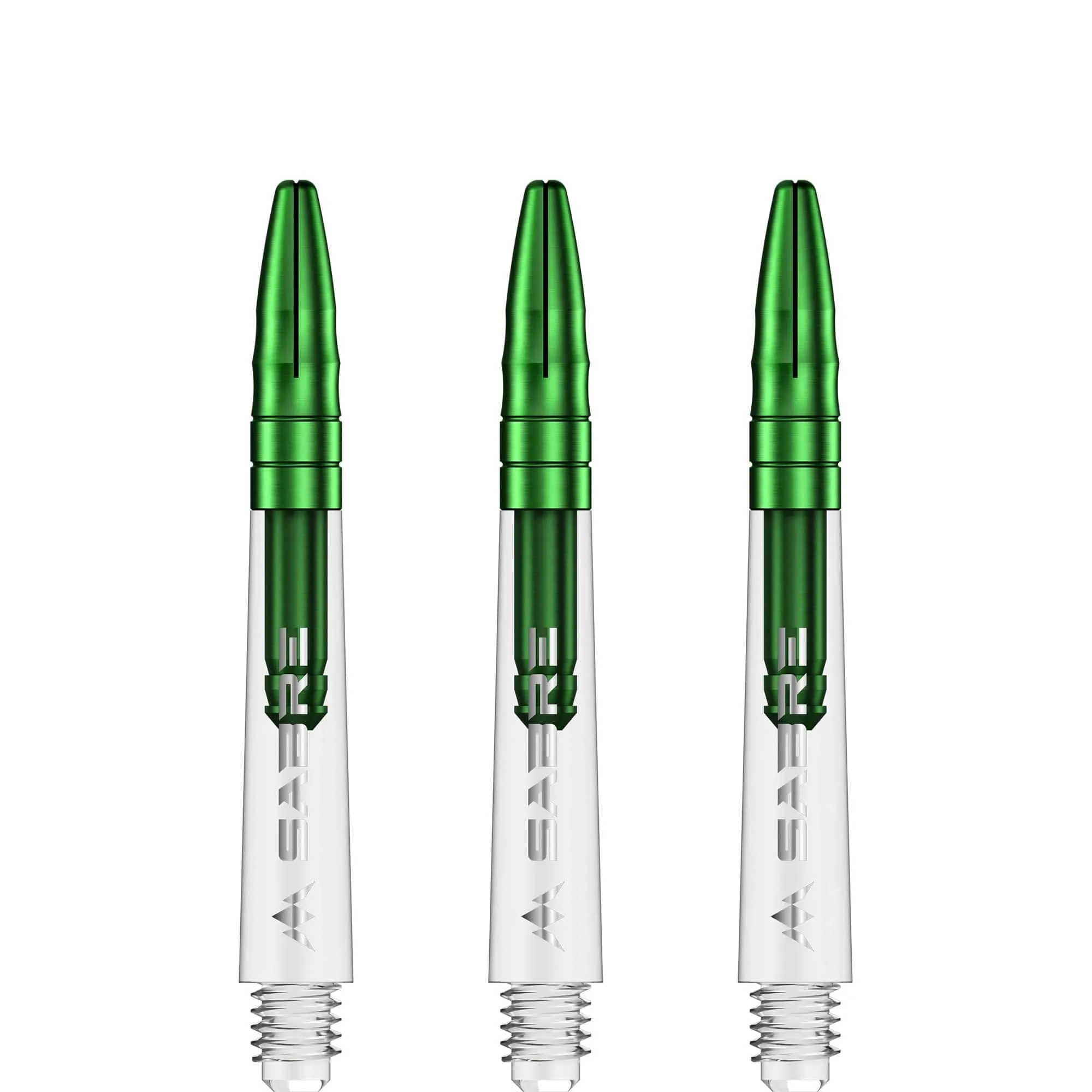 Mission Sabre Shafts - Polycarbonate Dart Stems - Clear - Green Top