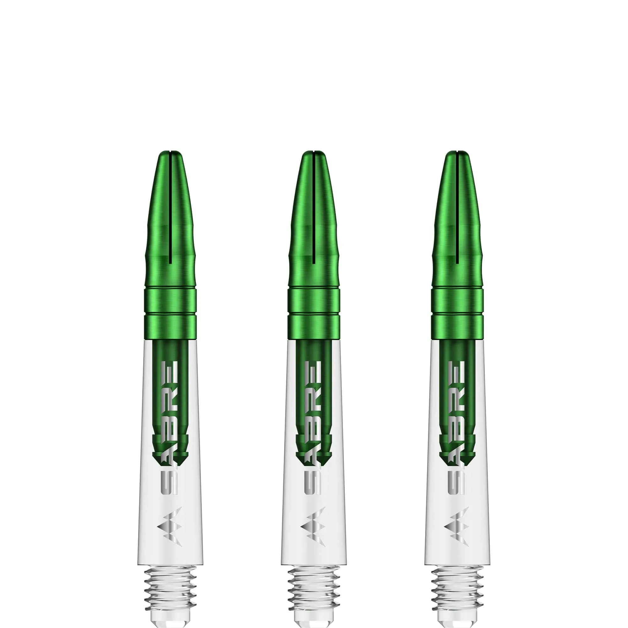 Mission Sabre Shafts - Polycarbonate Dart Stems - Clear - Green Top