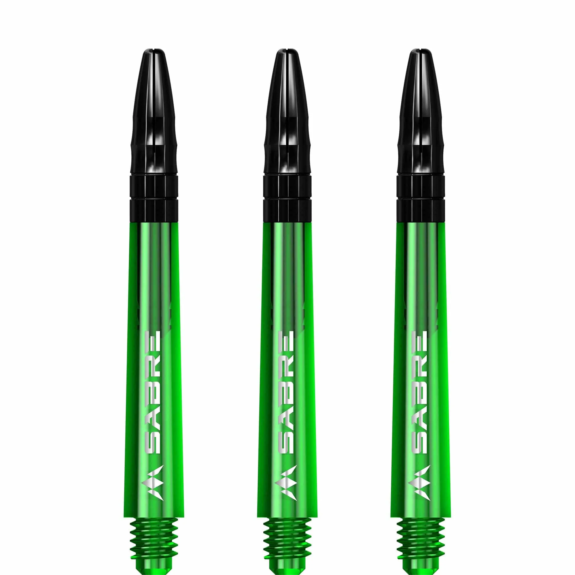 Mission Sabre Shafts - Polycarbonate Dart Stems - Green - Black Top