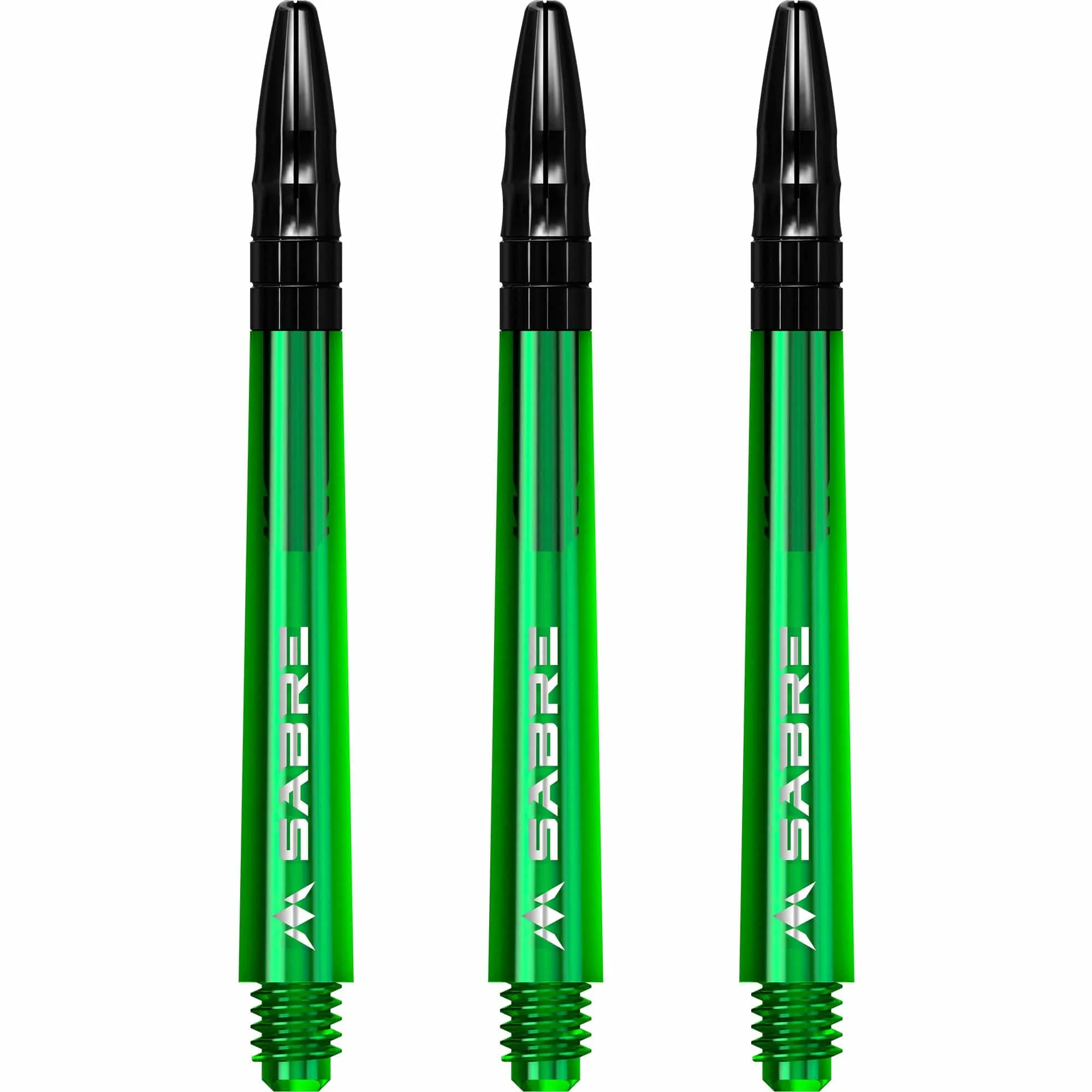 Mission Sabre Shafts - Polycarbonate Dart Stems - Green - Black Top