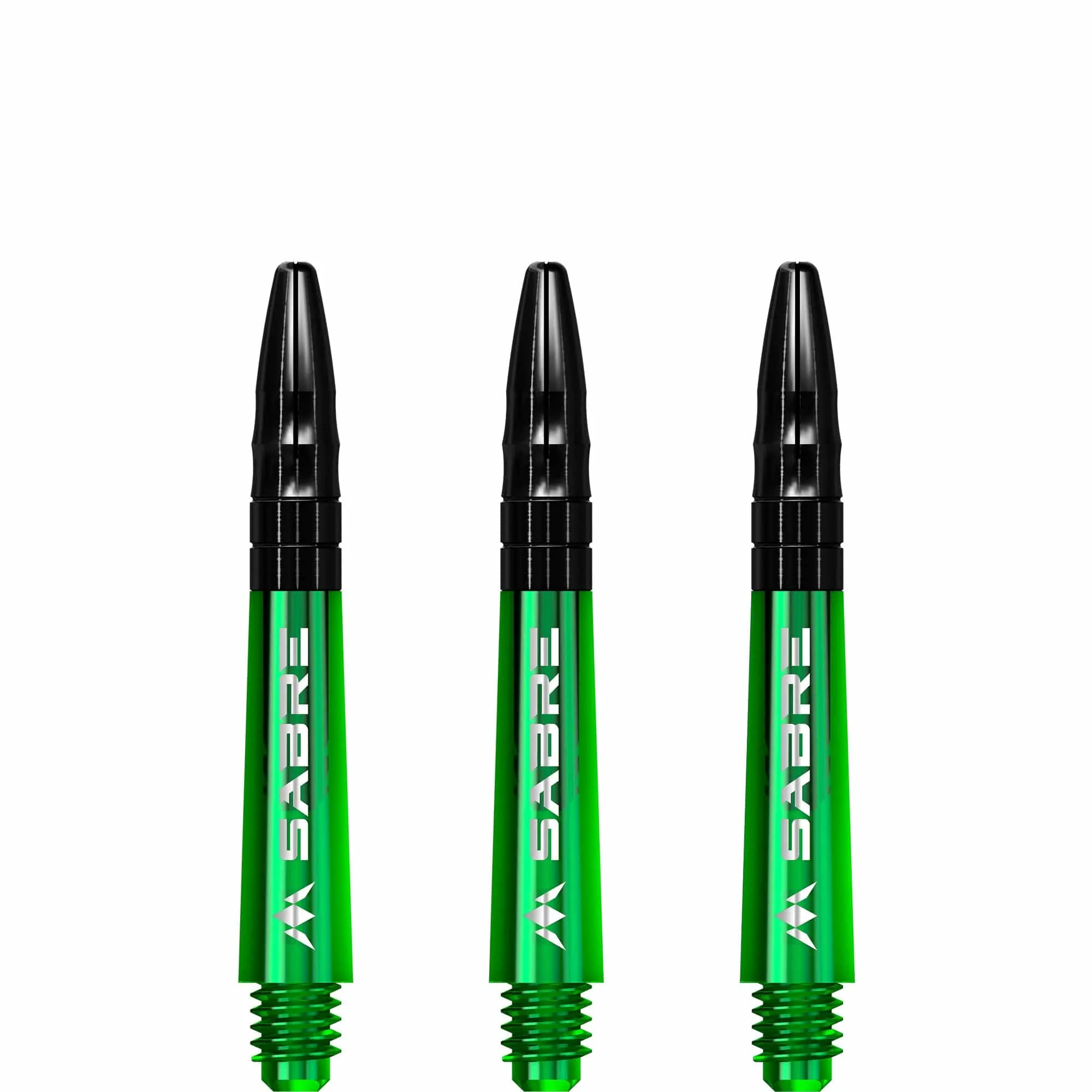 Mission Sabre Shafts - Polycarbonate Dart Stems - Green - Black Top