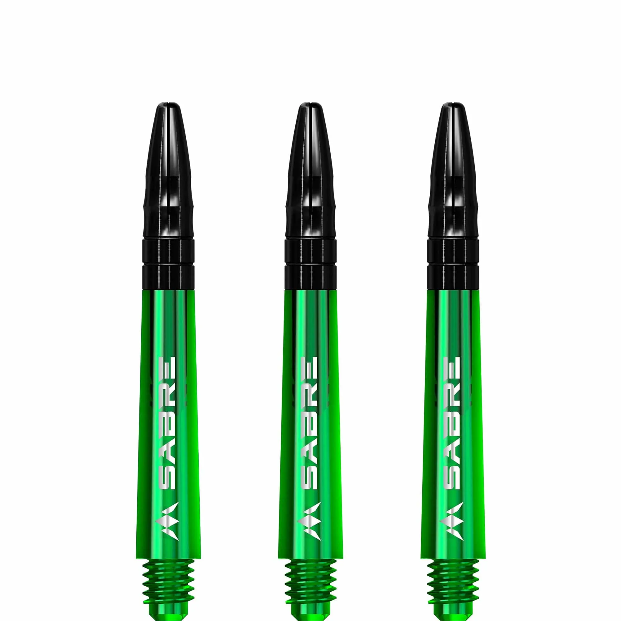 Mission Sabre Shafts - Polycarbonate Dart Stems - Green - Black Top