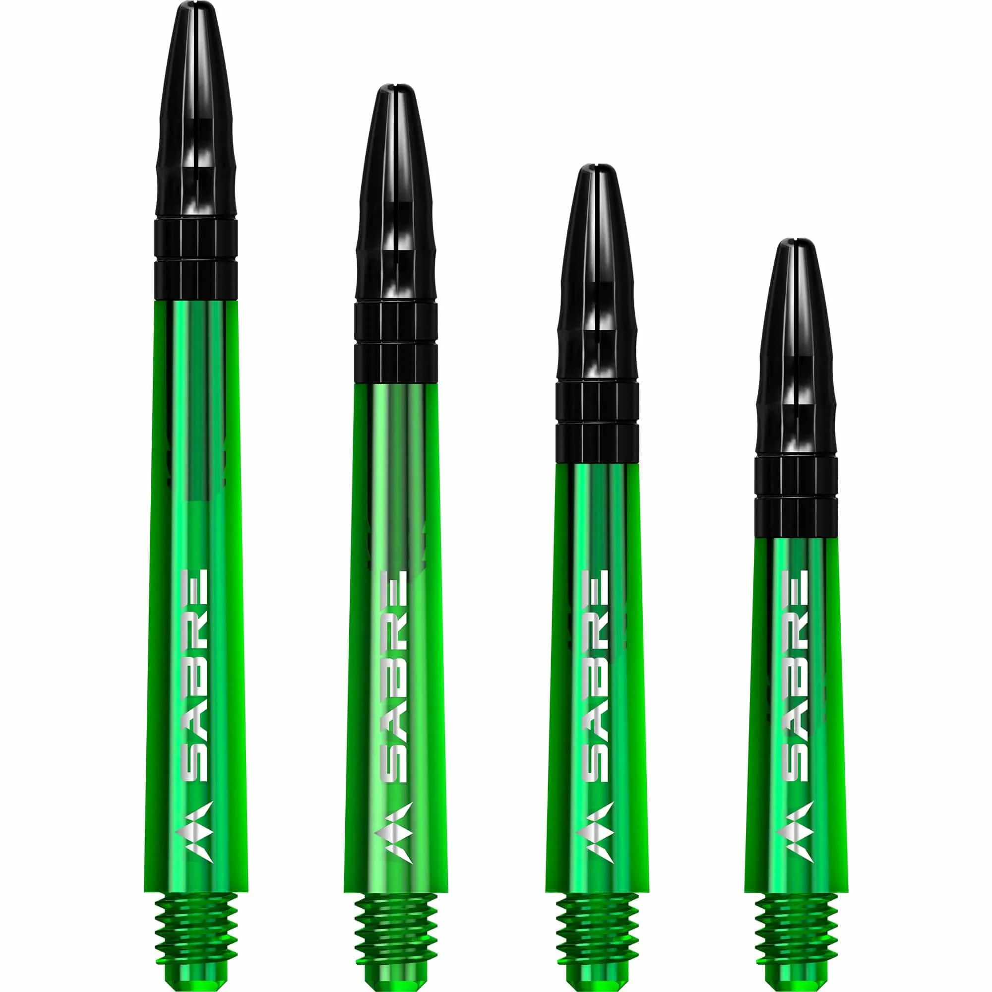 Mission Sabre Shafts - Polycarbonate Dart Stems - Green - Black Top