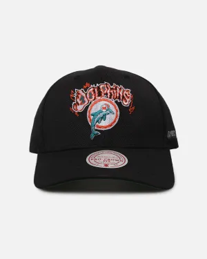 Mitchell & Ness Miami Dolphins Flames Pro Crown Snapback Faded Black