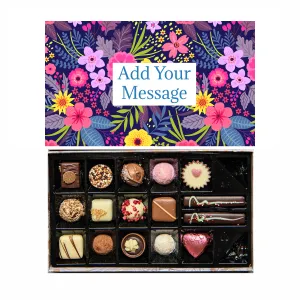 Personalised Chocolate Gift Box | 16 Box | Purple Flowers