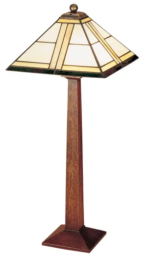 Square Base Table Lamp with Art Glass Shade