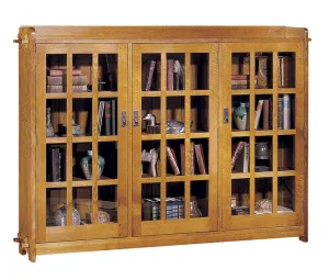 Triple Bookcase with Glass Doors