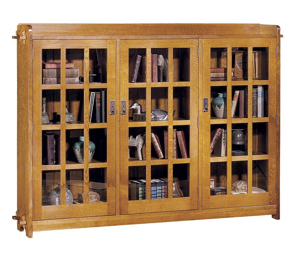 Triple Bookcase with Glass Doors