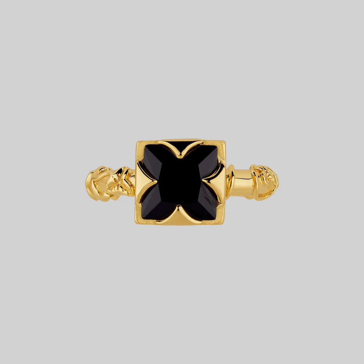 VAULT. Square Onyx & Ivy Ring - Gold