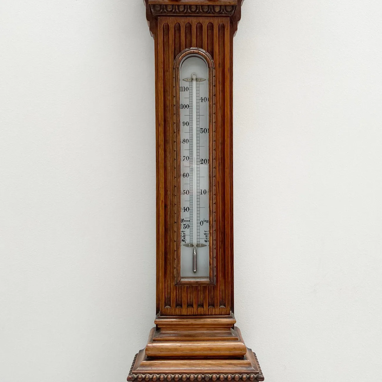 Victorian Golden Oak Stick Barometer by Wood Late Abraham of Liverpool