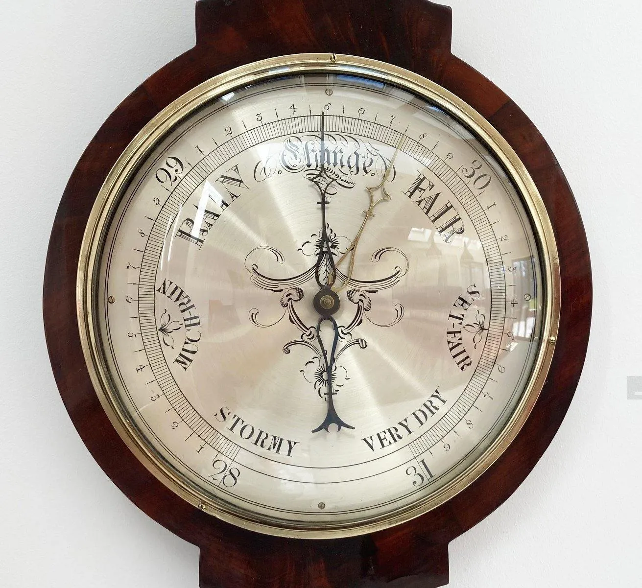 William IV Flame Mahogany Wheel Barometer by James Jeffery London