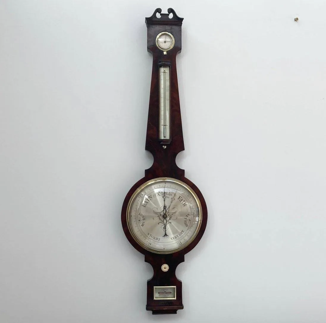 William IV Flame Mahogany Wheel Barometer by James Jeffery London